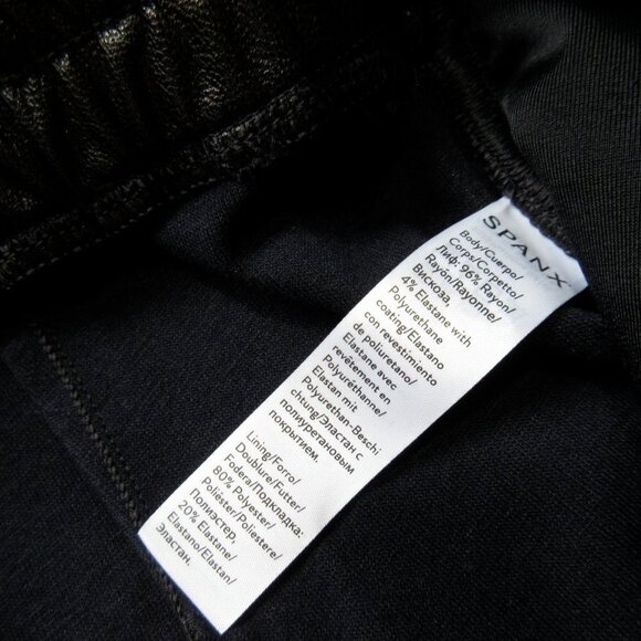 NWT Spanx Leather Like Ankle Skinny in Luxe Black Faux Vegan Pull-on Pant S Tall - Picture 6 of 8